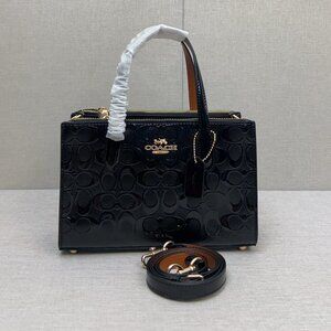 COACH Nina Small Tote Bag Signature Leather CV400 Black NEW